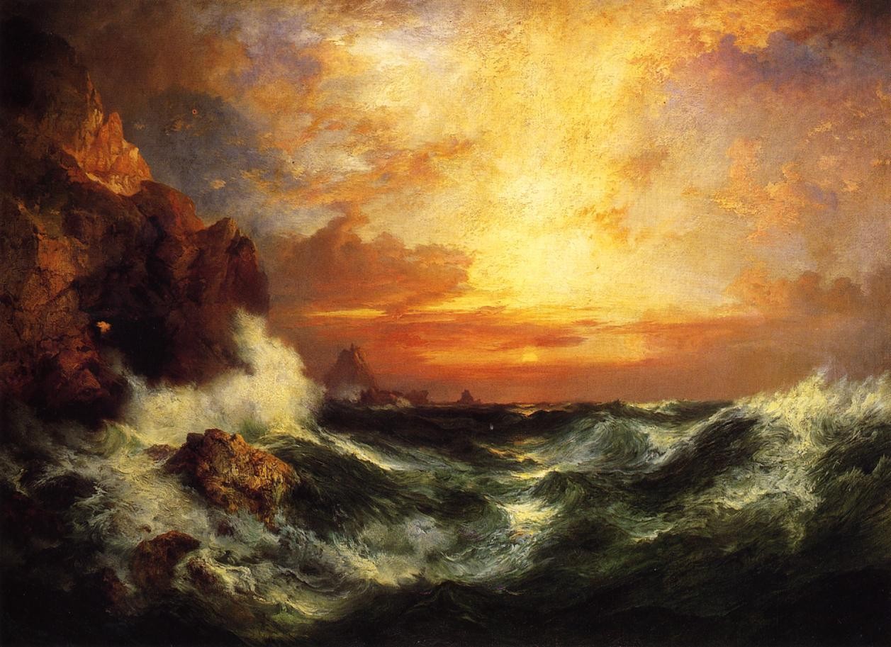 Thomas Moran Sunset near Land's End, Cornwall, England